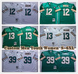 Custom 75th Vintage 13 Dan Marino 1969 Football Jerseys 12 Griese 83 Clayton 85 Mark Duper 57 Dwight Stephenson 22 Mercury Morris 67 Bob Kuechenberg Scott