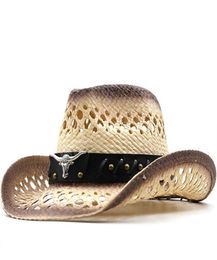 Cowboy Hat Women Men Retro Raffia Straw Hats Summer Sun Hat Outdoor Sunshade Beach Hat Western Sombrero Panama Cap3029366
