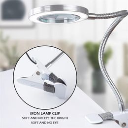 Table Lamps LED Multifunctional Clip-On Lamp With Magnifying Glass Eye Protection Reading Lamp Beauty Makeup Tattoo219F