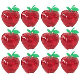 12pcs Christmas Plastic Apple-shaped Chocolate Candy Box Storage Box Red AA220318274j