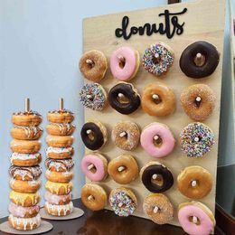 Donut Wall Wedding Decorations Candy Donut Bar Sweet Cart Table Decoration Wedding Party Decoration Baby Shower Donut Wall 211223238V