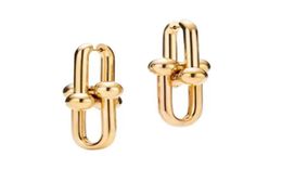 Women New Stainless Steel Stud Earring Design Chain Link Earrings Ear Hook Wedding Party Jewelry6030241