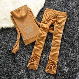 Women's Two Piece Pants Velvet Juicy Tracksuit Women Coutoure Set Track Suit Couture Juciy Coture Sweatsuits letters hooded hoodie loose fitting designer outfit c25