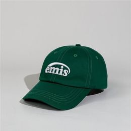 Korean EMIS Baseball Cap Green ed Female Fashion Brand Sun Protection Hat Male Soft Top Casual 220312330k