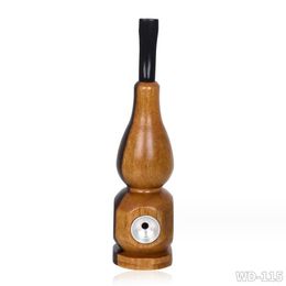 latest Gourd Wood Hand Smoking Wooden Cigarette Pipe Cigar tobacco Herbal Philtre Pipes Metal Bowl Accessories Tool Tube Oil Rigs