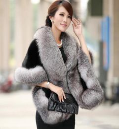 Berets Elegant Womens Faux Mink Cashmere Winter Warm Fur Coat Shawl Cape Fashion Solid Ladies Poncho3624489