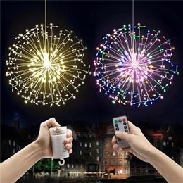 Hanging LED Firework Fairy String Light Remote 8 Modes Gypsophila Holiday Lights Outdoor Home Garland Xmas Wedding Party Decor205F