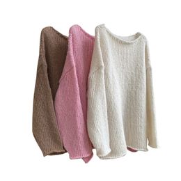 Autumn and Winter New Korean East Gate Cream Thick Needle Pullover Sweater Loose Sweater Lazy and Simple Basic Top for Women