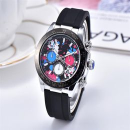 Good quality Fashion Brand Watches Men's Multifunction rubber band Quartz Calendar wrist Watch 3 small dials can work X89256z