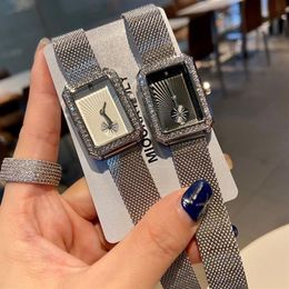 Fashion Brand Beautiful Watches Women Girl Rectangle crystal style steel metal band quartz wrist watch CHA 372868