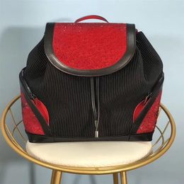 Real Leather Handbags High Quality men women School bag famous Rivet redbottom Backpack Designer lady Bags Boy Girl back pack252D