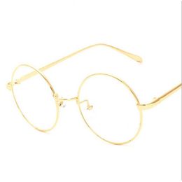 Whole-NEW korean retro full rim gold eyeglass frame nerd thin METAL PREPPY STYLE vintage spectacles round computer UNISEX blac3020