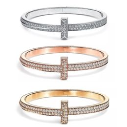 Europäischer und amerikanischer Luxus 18K kommt vom beliebten klassischen Liebesarmband aus 925er Silber, Paar-T1-Volldiamant-Armband, Jahrestag, Hochzeitsgeschenk