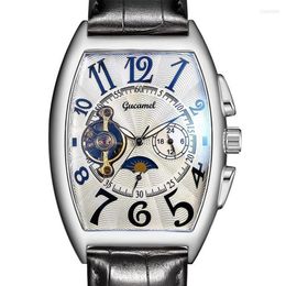 Wristwatches Frank Same Design Limited Edition Leather Tourbillon Mechanical Watch Muller Mens Tonneau Top Male Gift233b