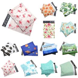 100pcs 37 25 5cm Packaging Bag Flamingo Floral Leaf Courier Bag Poly Mailer Self Seal Plastic Mailing Express Storage Bag Custom 21913