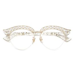 Cubojue Cat Eye Pearl Women Glasses Clear Lens Transparent Fashion Eyeglasses Frames Woman Half Frame Spectacles Eyeglass Ladies233L