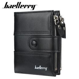 Wallets Baellerry Men Fashion Short Purse With Coin Pocket Vintage Double Zipper Wallet Male Card Holder W021246W