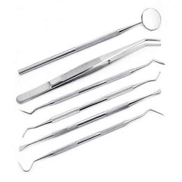 1set,Stainless Steel Dental Instruments Dental Examination Tooth Mouth Mirror Probe Scraper Tweezers Teeth Hygiene Kit Oral Care