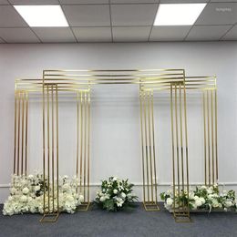 Party Decoration Arch Gilded Shelf Wrought Iron Screen Arches Gold Plated Frame Wedding Backdrop Decor Props Geometry Artificial F217m