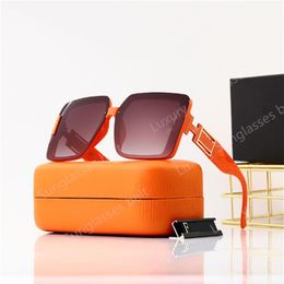 Summer high quality famous sunglasses orange wide legs UV400 sun glasses women square frames fashion designer with packaging boxes234z