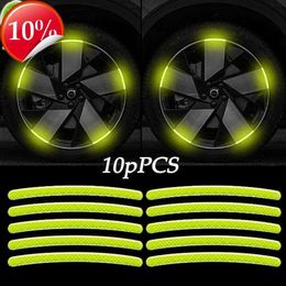 New 10pcs Car Wheel Hub Reflective Sticker Tire Rim Reflective Strips Luminous for Night Driving Car Bike Motorcycle Wheel Sticker