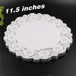 Whole- 160pcs pack New 11 5 inches round flower shape white hollow design paper lace doilies placemat for kitchen set de tab268L