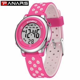 PANARS 2019 Kids Colourful Fashion Children's Watches Hollow Out Band Waterproof Alarm Clock Multi-function Watches for Studen253M