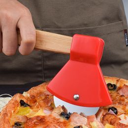 Fruit Vegetable Tools Tools Axe Bamboo Handle Pizza Cutter Rotating Blade Home Kitchen Cutting Tool Inventory Wholesale