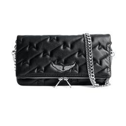 Fashion Style Womens Bag Wings Diamond-ironing Messenger Sheepskin Leather Crossbody Handbags Two Chain Ladies ZV Clutch Hasp Bags175U