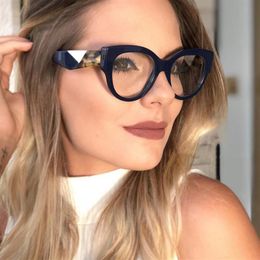 Sunglasses High Quality Women Blue Bloking Optical Reading Glasses Double Colour With Fashion Trend Vintage Brand Designer Oversize348Z