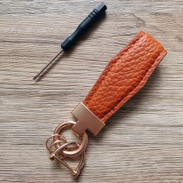 Creative Colourful secure leather key chain men women exquisite lovely bag pendant beautiful party gift orange car key chain