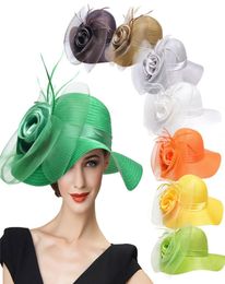 Lawliet Wide Brim Womens Satin Crin Feather Veil Flower Church Derby Race Tea Party Dress Hat A4337799247