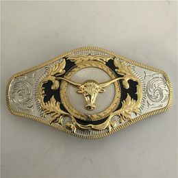 1 Pcs Big Size Gold Bull Head Western Belt Buckle For Cintura Cowboy220U