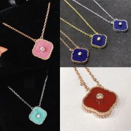 Fashion Classic necklace 4 Four Leaf Clover Charm pink blue colour withdiamonds Designer Jewellery gifts