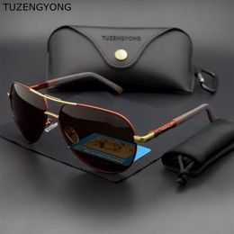 TUZENGYONG Aluminum Men's HD Polarized Sunglasses Driving Sun Glasses Coating Lens Eyewear Accessories for Men194B