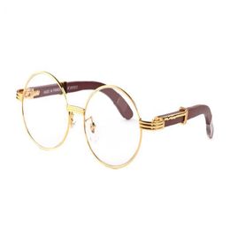 fashion sports black buffalo horn glasses men round circle lenses wood frame eyeglasses women rimless sunglasses with boxes lunett187L
