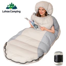 Sleeping Bags Lohascamping Stretchable Down Sleeping bag Machine washable Ultralight 3 Season Sleeping Bags for home Traveling Camping sleepin 231208