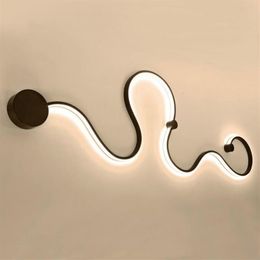 Art Deco Led Curve Wall Decorative Lighting Black Curved LED Wall Light Home Decor Bar Hall el Indoor lampada a muro Factory Di226K