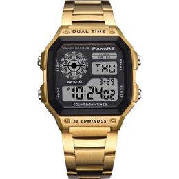 Men'S Square Analogue Digital G Shok Watches Stainless Steel Men Bracelet Watch Gshock 50m Waterproof Outdoor Multifunction Wri245W