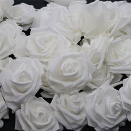 10pcs-100pcs White PE Foam Rose Flower Head Artificial Rose For Home Decorative Flower Wreaths Wedding Party DIY Decoration245C