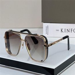 Pop TOP sunglasses limited edition goggles style SIX men design K gold retro square frame crystal cutting lens with grid detachabl2325