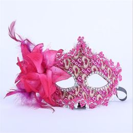 Party Flower Mask Halloween Venetian Masquerade QERFORMANCE Party Leather Patch Gold Pink Lace Mask GB418257D