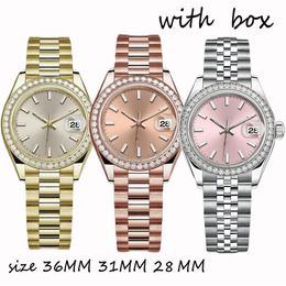 watch designer diamond watches womens automatic rose Gold date size 36MM 31MM 28MM Sapphire glass waterproof Montres pour dames la253A