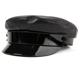 2021 Fashion Ladies Women Army Cap Military Hat Beret Newsboy 100 Sheepskin Leather Size M L XL2114973