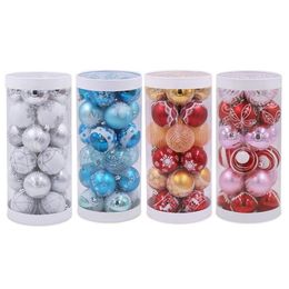 Christmas Decorations 24pcs 6cm Balls Ornament Shatterproof Xmas Tree Hanging Bauble Decor Drop248S