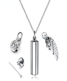 Stainless Steel Urn Ashes Cylinder Vial Pendant Necklace Charm Memorial Jewelry Cremation Perfume Holder Keepsake Jewellery7018421