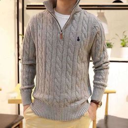 Men laurens Sweaters Mens Sweater Designer Polo Half Zipper Ralphs Hoodie Long Sleeve Knitted Horse Twist High Collar Man Woman Laurens Embroidery Fashion Suclothe