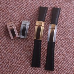 New 20MM Black Green Brown Blue Genuine Leather Watchband Watch Strap For Role GMT Watch235h