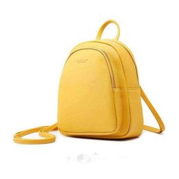 Summer Leather Mini Backpack Small Backpack Purse Designer Famous Brand Women Bags Simple Shoulder Bag Mochila Yellow Black GE06 Y304p