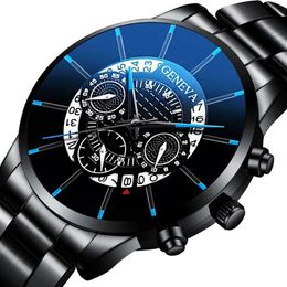 Wristwatches Blue Ray Quartz Clock Geneva Mens Watches Male Top Watch For Men Stainless Steel Wrist Reloj Hombre234e